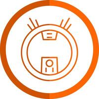 Robot Vacuum Line Orange Circle Icon vector