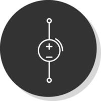 DC Voltage Source Line Grey Circle Icon vector