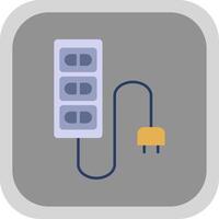 Extension Cord Flat Round Corner Icon vector