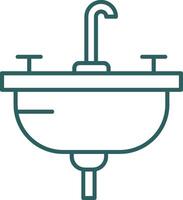 Washbasin Line Gradient Round Corner Icon vector