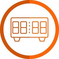 Digital Clock Line Orange Circle Icon vector