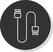 cable línea gris circulo icono vector