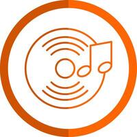 Vinyl Record Line Orange Circle Icon vector