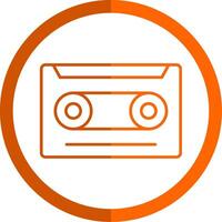 Cassette Line Orange Circle Icon vector