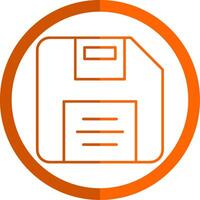 Diskette Line Orange Circle Icon vector