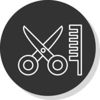 Hair Cut Line Grey Circle Icon vector