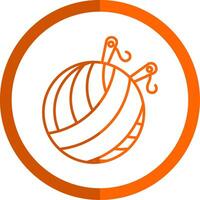 Yarn Ball Line Orange Circle Icon vector