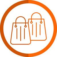 compras bolso línea naranja circulo icono vector