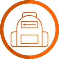 School Bag Line Orange Circle Icon vector