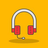 Headphones Filled Shadow Icon vector