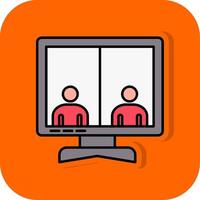 Online Meeting Filled Orange background Icon vector