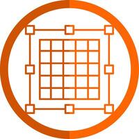 cuadrícula línea naranja circulo icono vector