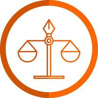 Justice Scale Line Orange Circle Icon vector