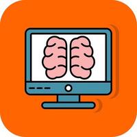 brain Filled Orange background Icon vector