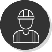 Engineer Line Grey Circle Icon vector