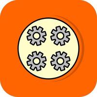 engranajes lleno naranja antecedentes icono vector