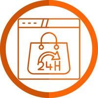 24 Hours Line Orange Circle Icon vector