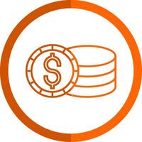 Coin Line Orange Circle Icon vector