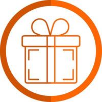 Gift Line Orange Circle Icon vector