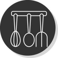 Kitchen Utensils Line Grey Circle Icon vector