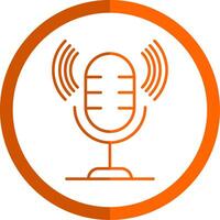 micrófono línea naranja circulo icono vector