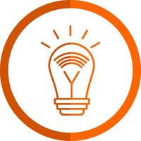 Smart Bulb Line Orange Circle Icon vector