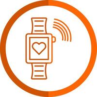 Smartwatch Line Orange Circle Icon vector