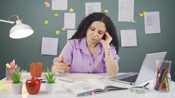 Unhappy Studying Female student. video