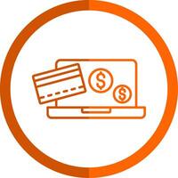 Paying Line Orange Circle Icon vector