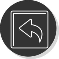 Curved Left Line Grey Circle Icon vector