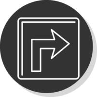 Turn Right Line Grey Circle Icon vector