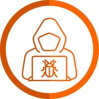 hacker línea naranja circulo icono vector