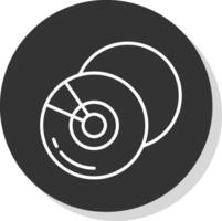 Compact Disk Line Grey Circle Icon vector