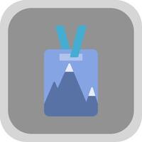 Ski Pass Flat Round Corner Icon vector