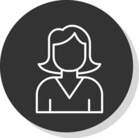 Female Avatar Line Grey Circle Icon vector