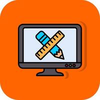 Pencil And Ruler Filled Orange background Icon vector