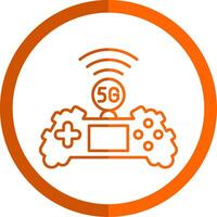 Game Line Orange Circle Icon vector
