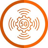 5g línea naranja circulo icono vector