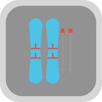 Skis Flat Round Corner Icon vector