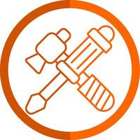 Repair Tools Line Orange Circle Icon vector