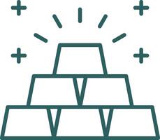 Gold Ingot Line Gradient Round Corner Icon vector