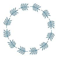 Leafy Spring Frame for congratulations quotes with copy space. Blue Wreath Leaves drawn by hand with empty place for text. Minimalist illustration vector