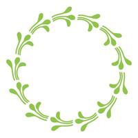 Green Wreath Leaves drawn by hand with empty place for text. Leafy Spring Frame for congratulations quotes with copy space. Minimalist illustration vector