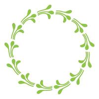 Green Wreath Leaves drawn by hand with empty place for text. Leafy Spring Frame for congratulations quotes with copy space. Minimalist illustration vector