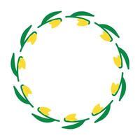 Hand drawn flowers wreath. Elegant floral circle with place for text. Spring simple minimalist bright design. Design for invitation,info, sale or greeting cards vector