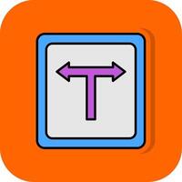 T Junction Filled Orange background Icon vector