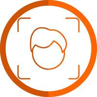 Face Scan Line Orange Circle Icon vector