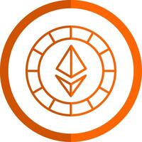 Ethereum Coins Line Orange Circle Icon vector