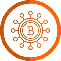 Cryptocurrency Line Orange Circle Icon vector