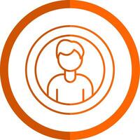 avatar línea naranja circulo icono vector